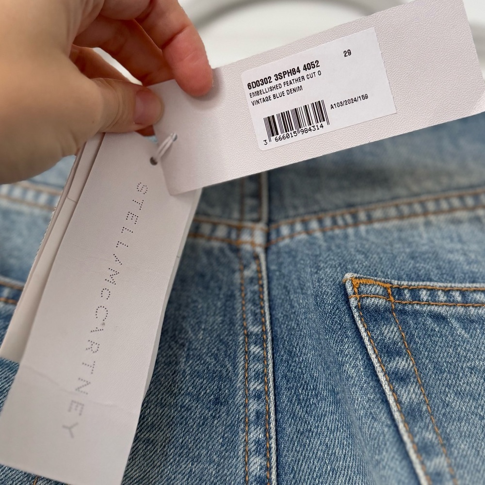 NWT Stella McCartney Diamanté Swirl Mid-Rise Wide Leg Jeans $2,600 29 - Picture 9 of 10